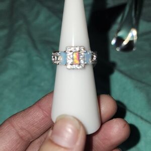 The Doors To The Soul Lab Grown Grey Mist Opal Rhodium Plating Size 5